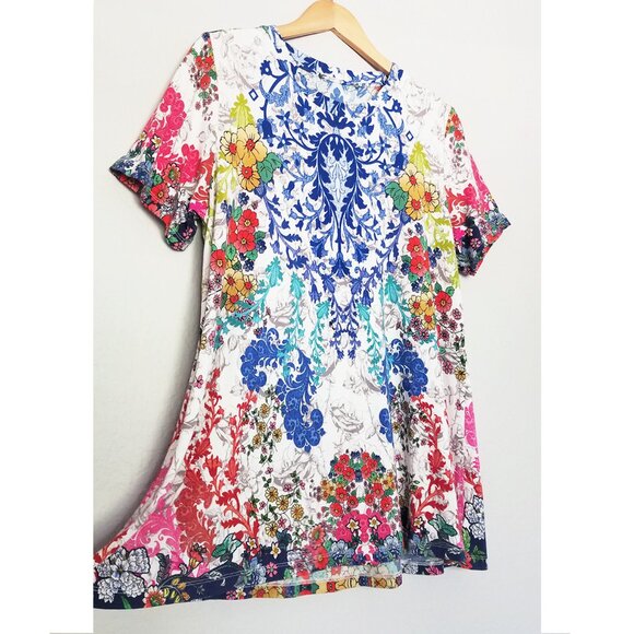 Johnny Was Shellinay Favorite Short Sleeves Crew Swing Tee Top L Bamboo $120 - Picture 14 of 16